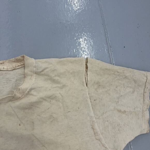 Vintage 60s White Distressed Cotton Blank T-Shirt - Picture 2 of 4